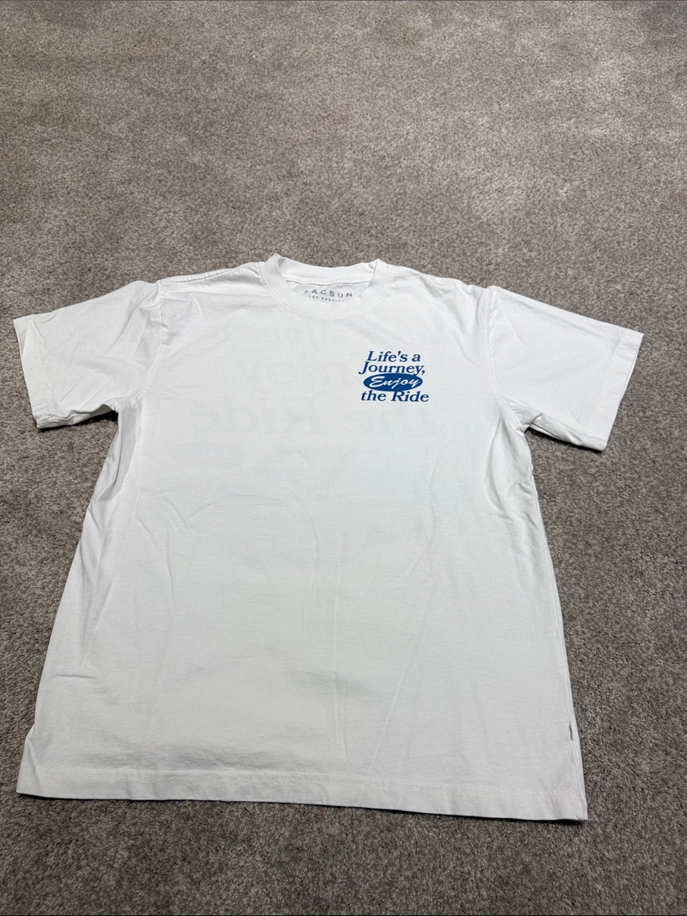 PacSun White Short Sleeve Graphic Tee with Blue Script